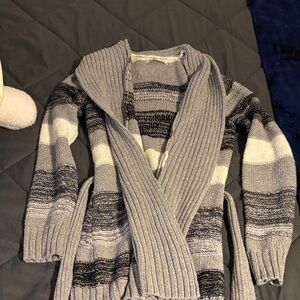 Old Navy Gray and Black Striped Cardigan